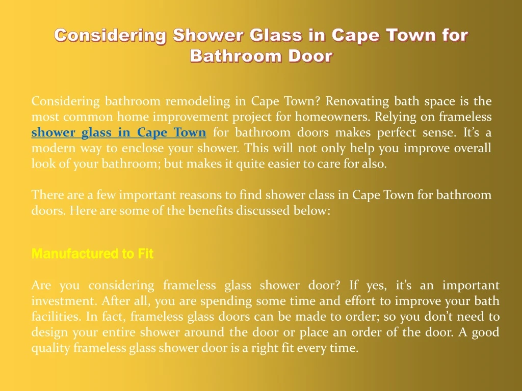 considering shower glass in cape town