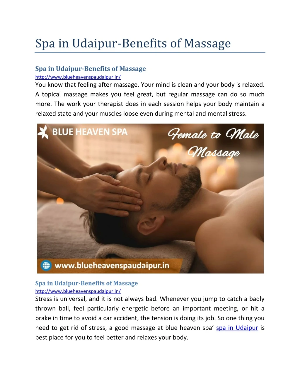 spa in udaipur benefits of massage