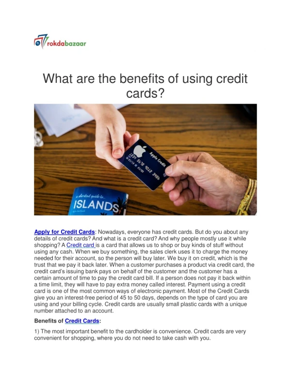 What are the benefits of using credit cards?