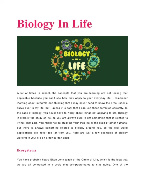 Biology In Life