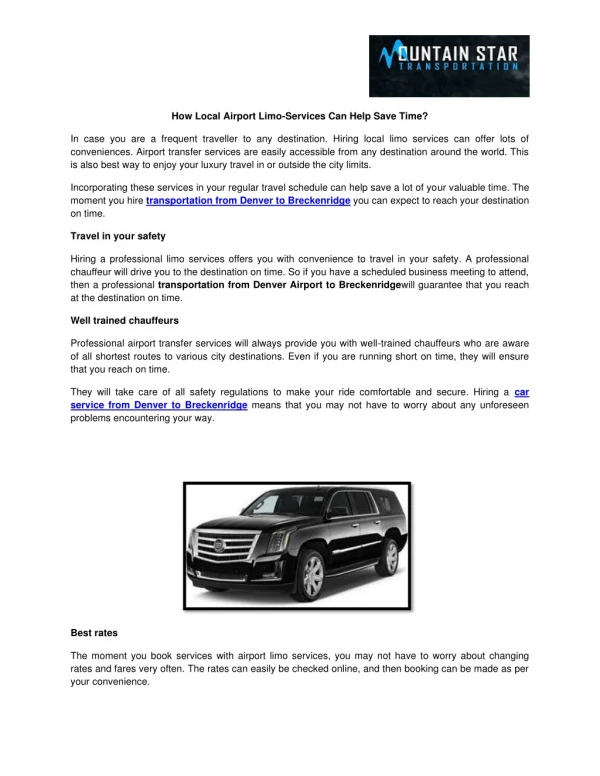 How Local Airport Limo-Services Can Help Save Time?