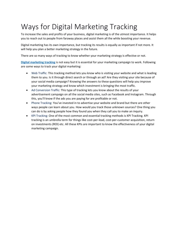 Ways for Digital Marketing Tracking