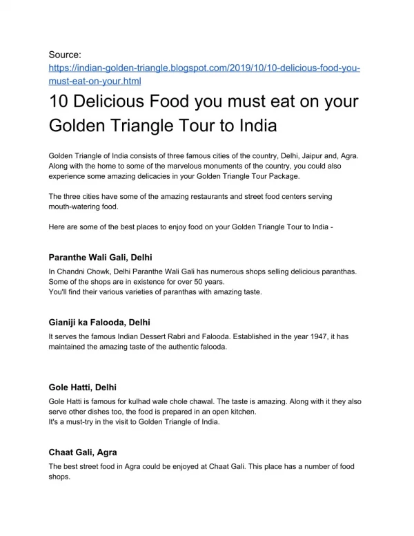 10 Delicious Food you Must Eat on your Golden Triangle Tour to India