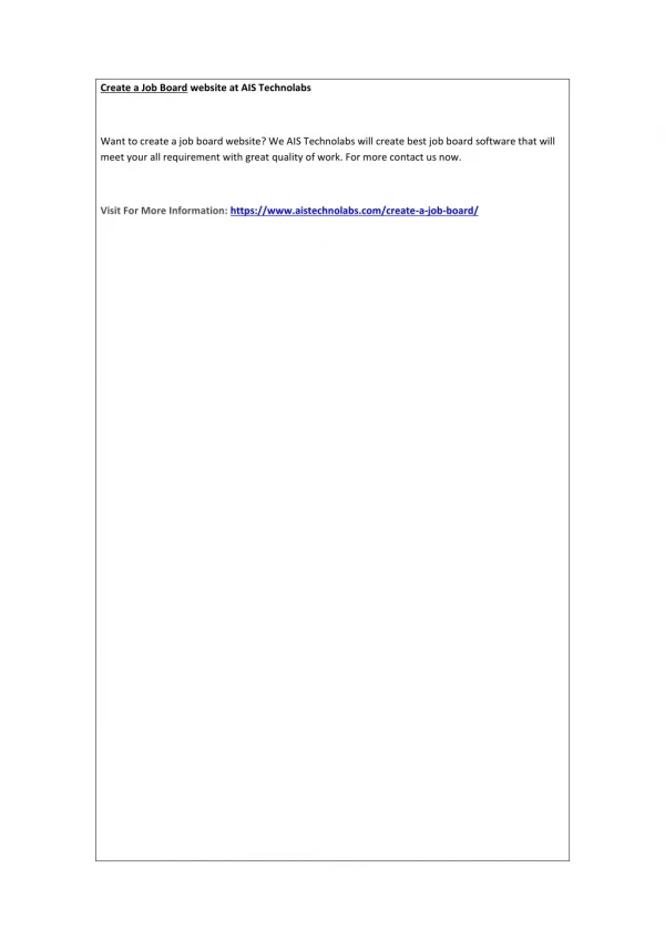 create a job board website at ais technolabs