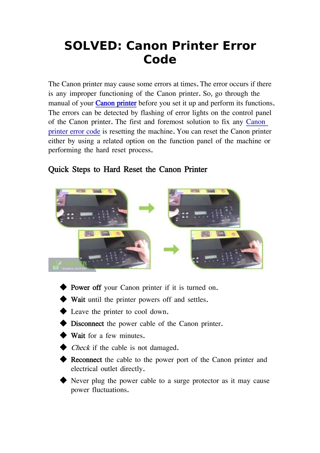 solved canon printer error code