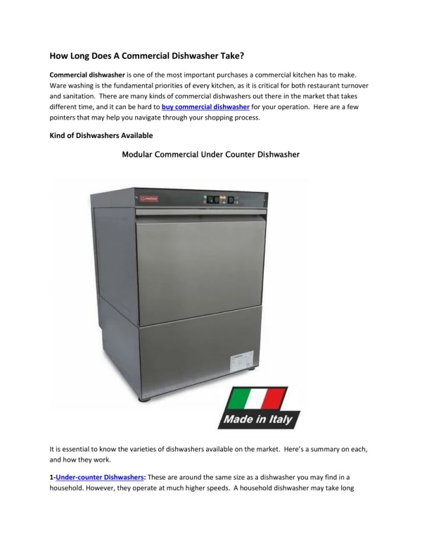 How Long Does A Commercial Dishwasher Take?