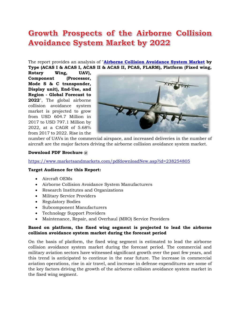 the report provides an analysis of airborne