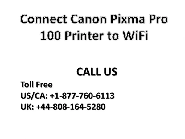 Connect Canon Pixma Pro 100 Printer to WiFi