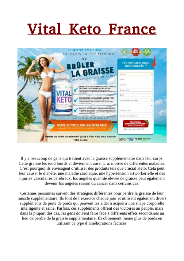 Vital Keto France: Weight Loss Reviews, Price, Pills and Official Store