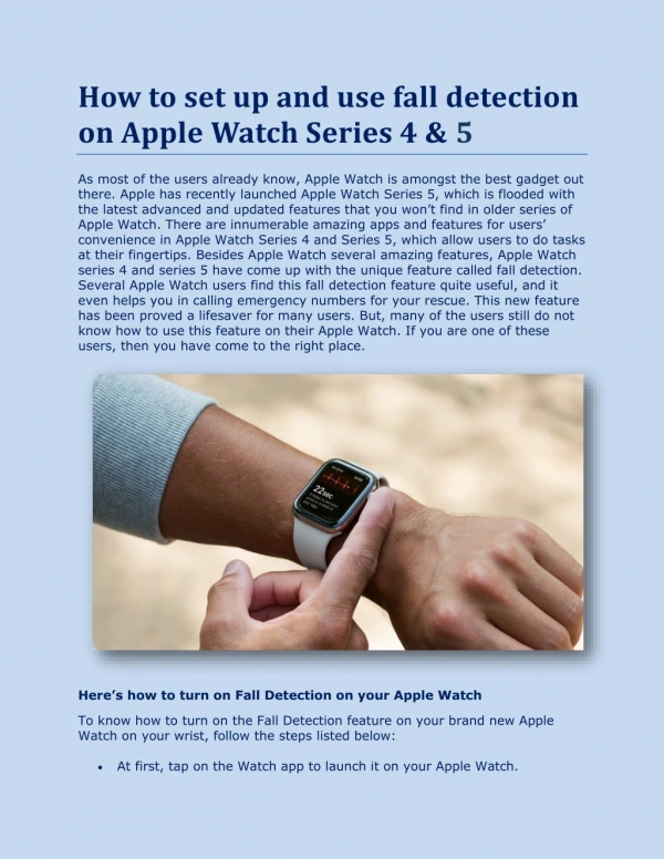 How to set up and use fall detection on Apple Watch Series 4 & 5