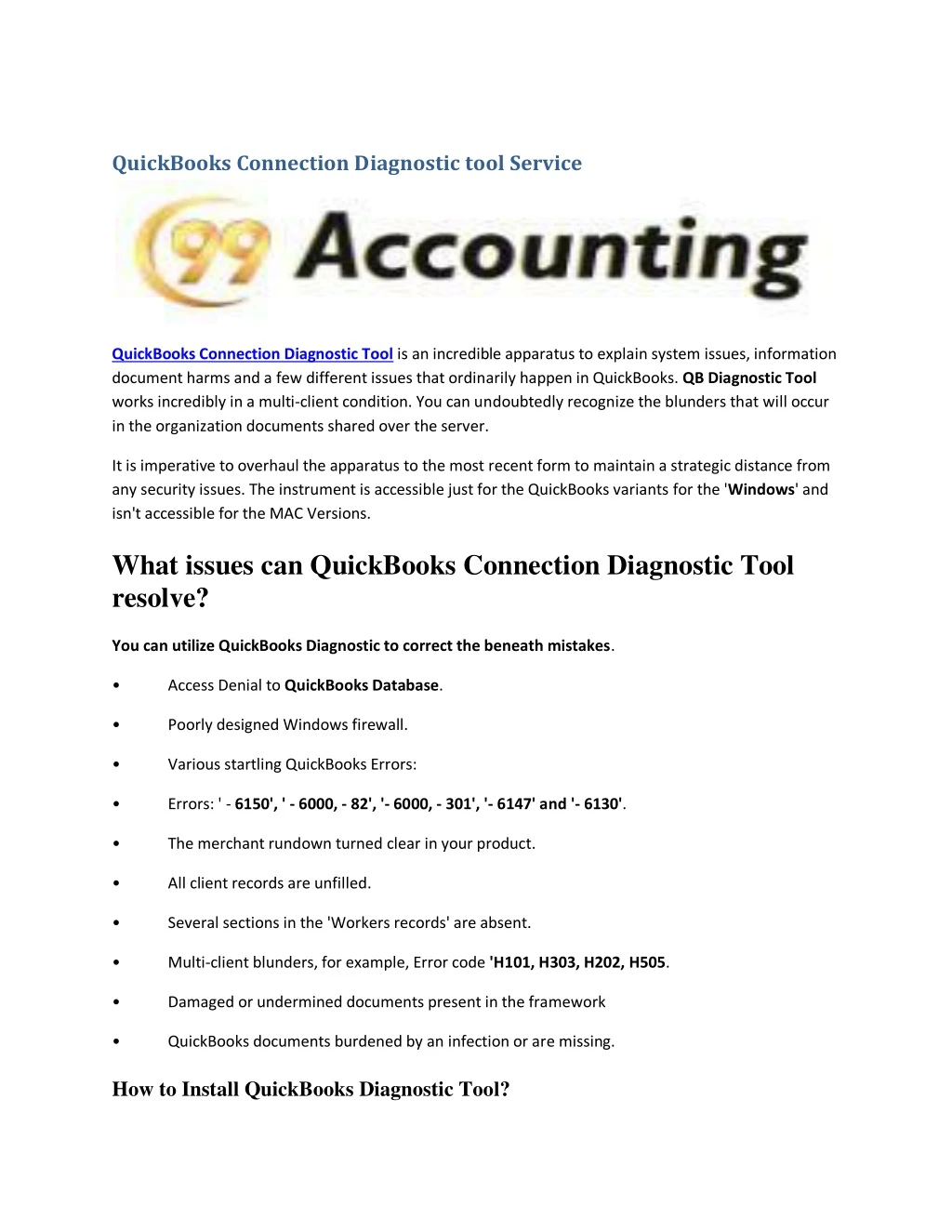 quickbooks connection diagnostic tool service