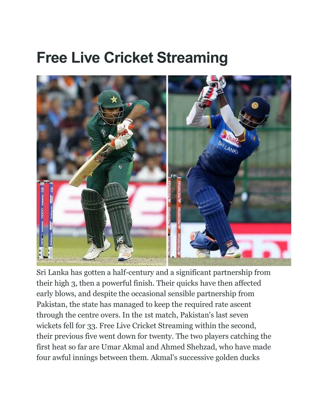 free live cricket streaming