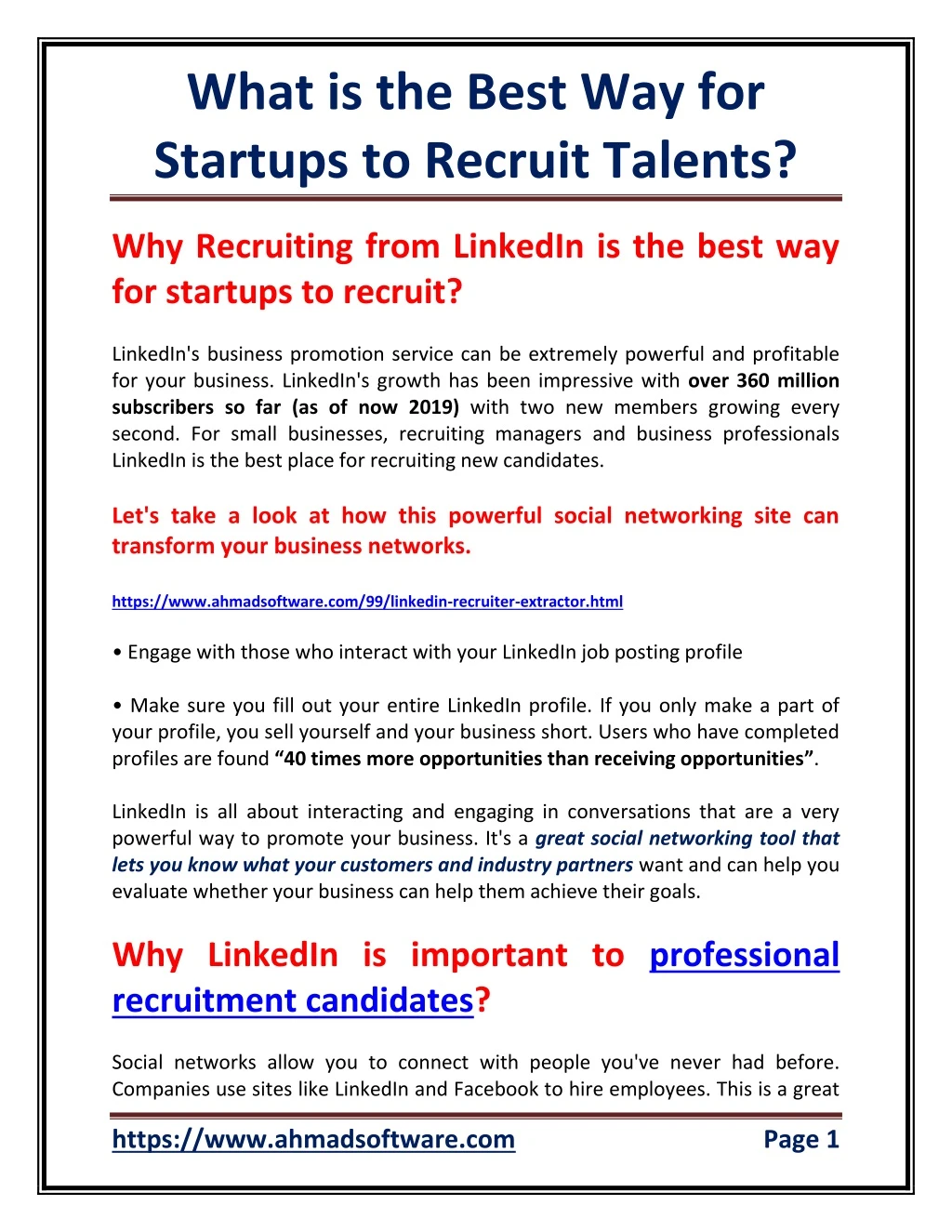what is the best way for startups to recruit