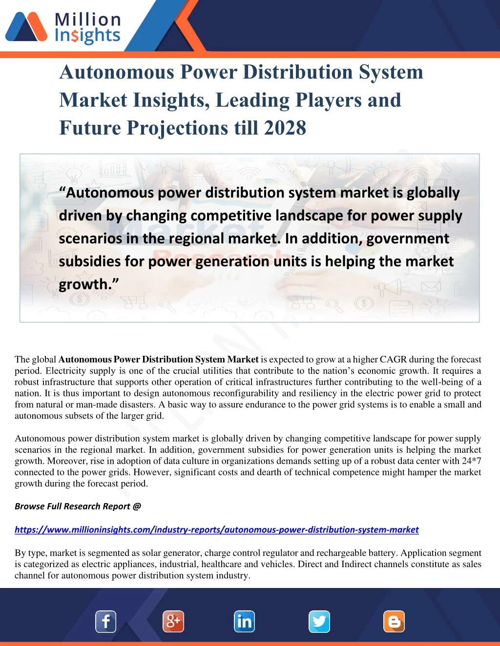 autonomous power distribution system market