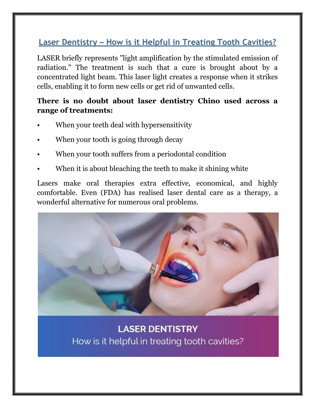 laser dentistry how is it helpful in treating