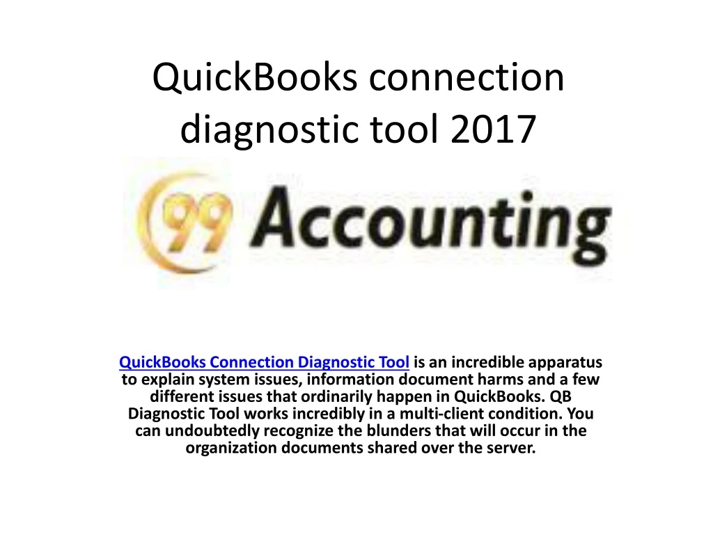 quickbooks connection diagnostic tool 2017