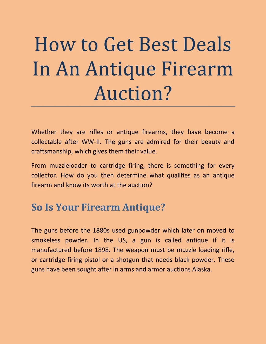 how to get best deals in an antique firearm