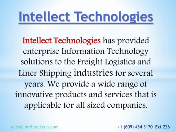 Shipping Software | Cargo Software | Intellect Technologies PPT