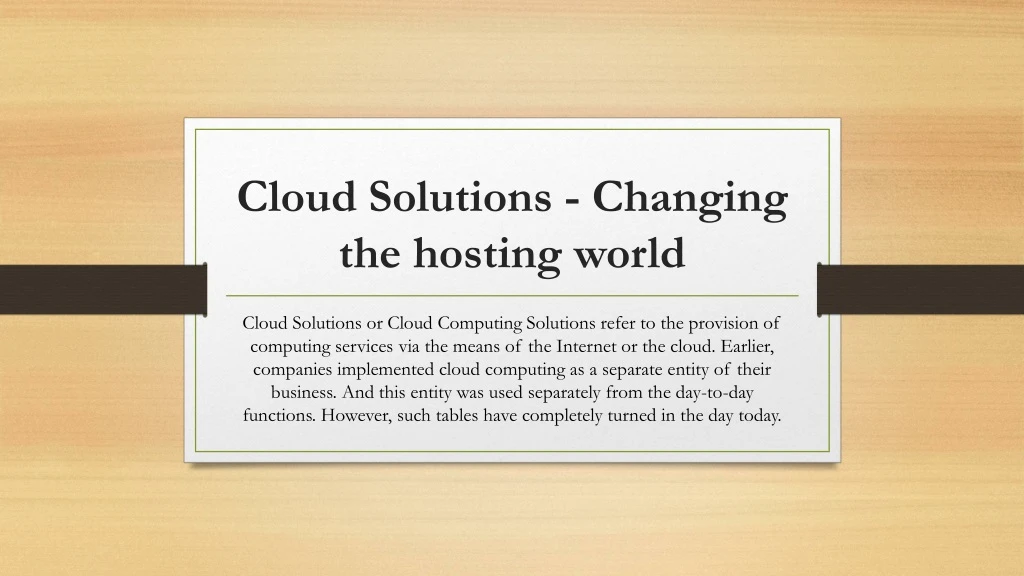 cloud solutions changing the hosting world