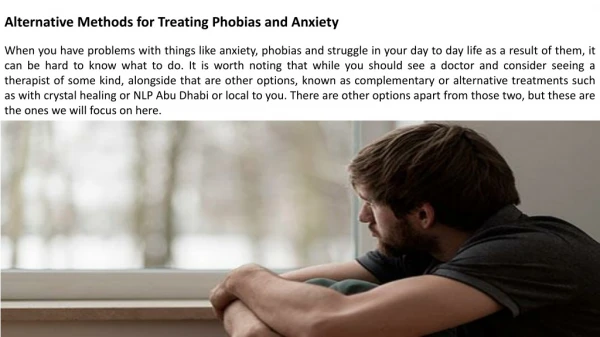 Alternative Methods for Treating Phobias and Anxiety