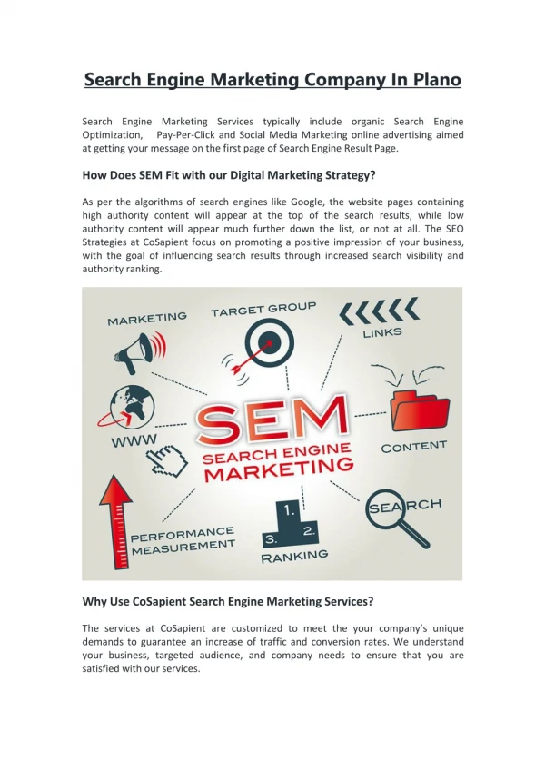 Search Engine Marketing Company In Plano | SEM Dallas
