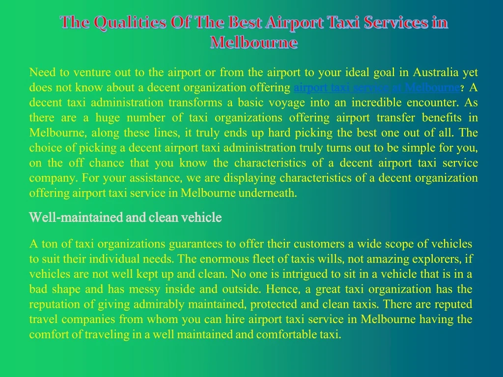 the qualities of the best airport taxi services