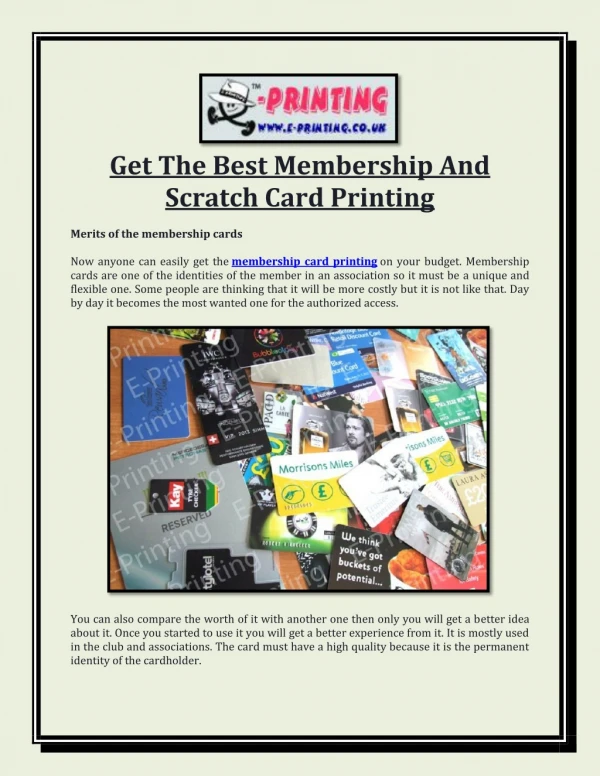 Get The Best Membership And Scratch Card Printing Service Online