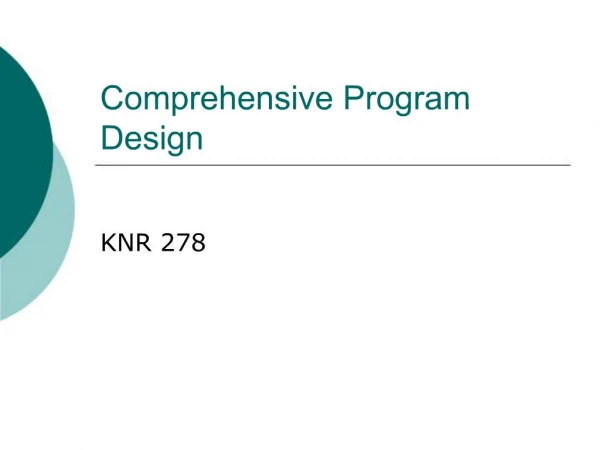 Comprehensive Program Design