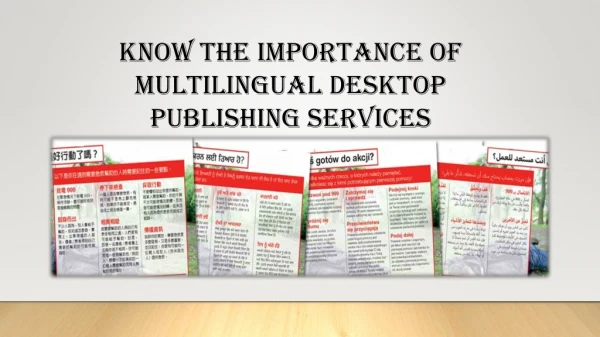 Know the importance of Multilingual Desktop Publishing services