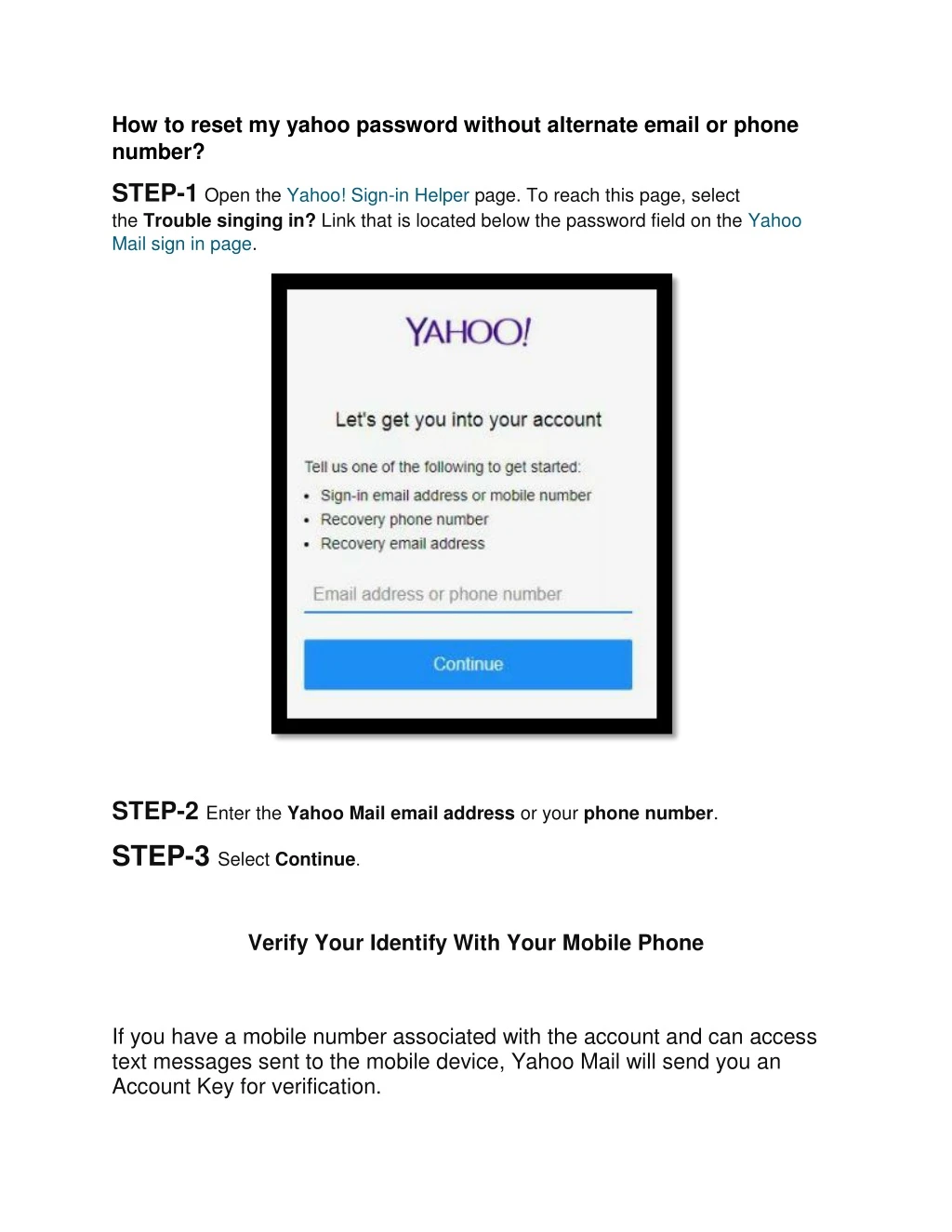 how to reset my yahoo password without alternate