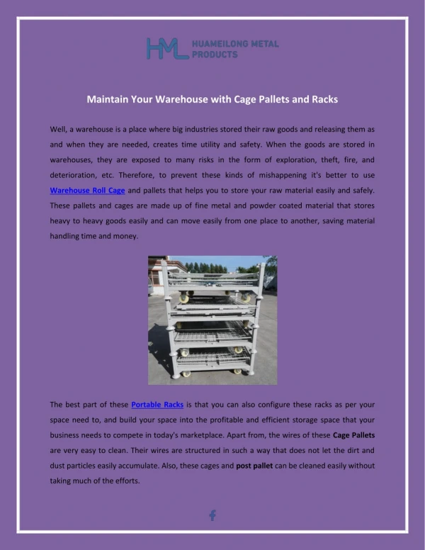 Maintain Your Warehouse with Cage Pallets and Racks