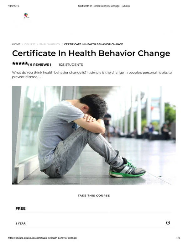 Certificate In Health Behavior Change - Edukite