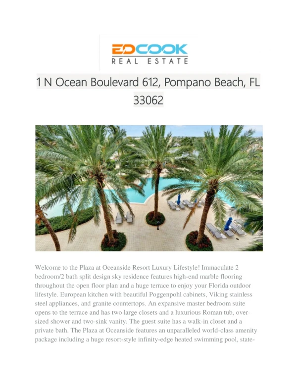 1 N Ocean Boulevard 612, Pompano Beach, FL 33062