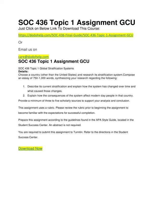 SOC 436 Topic 1 Assignment GCU