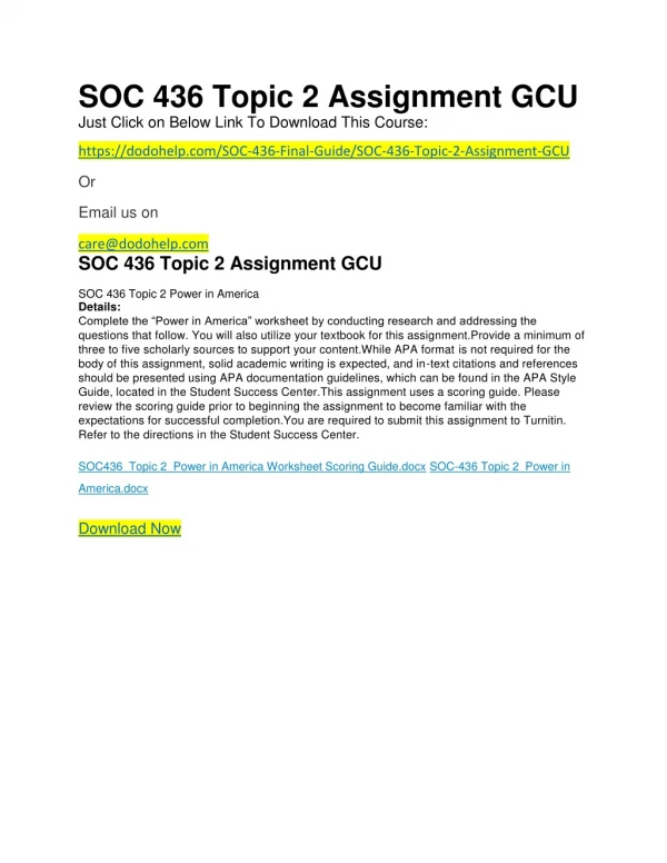 SOC 436 Topic 2 Assignment GCU