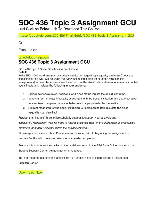SOC 436 Topic 3 Assignment GCU