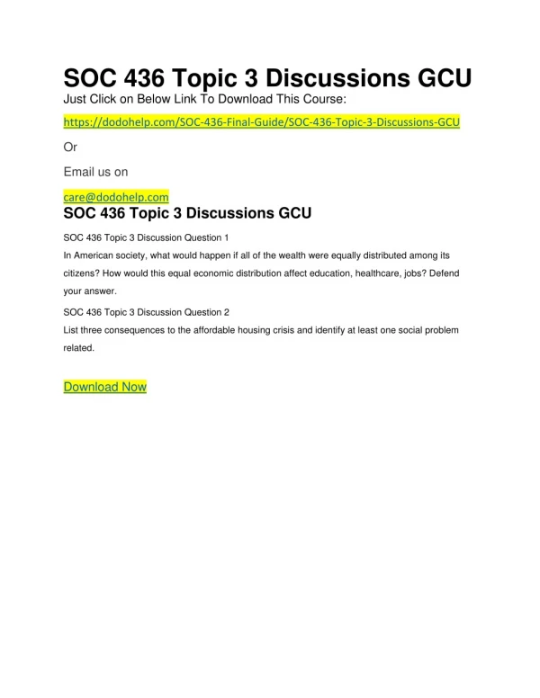 SOC 436 Topic 3 Discussions GCU