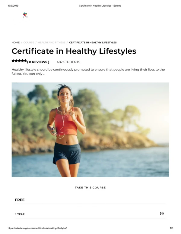 Certificate in Healthy Lifestyles - Edukite