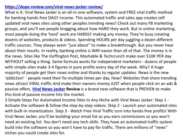 Viral News Jacker Review and 2300$ bonuses