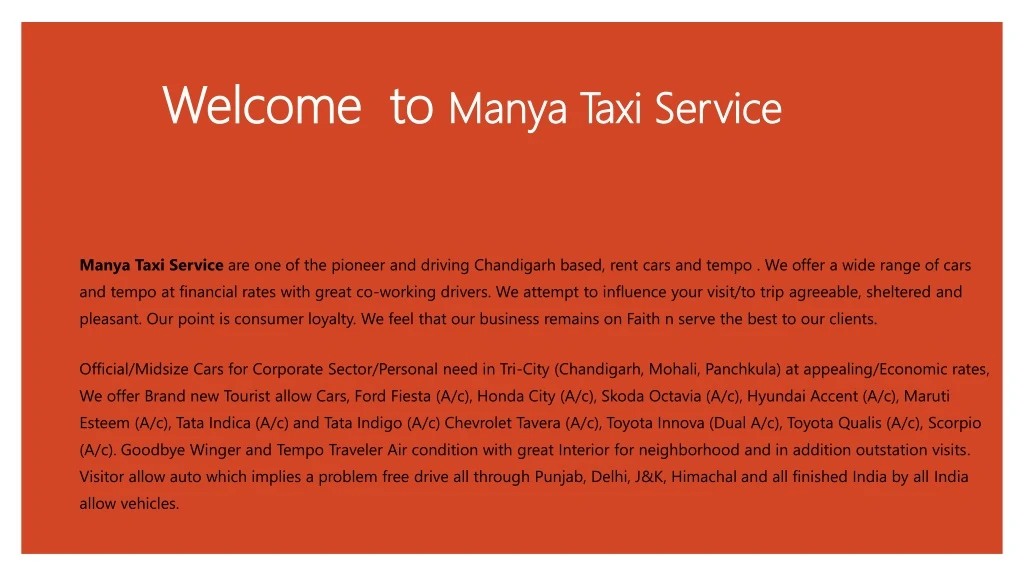 welcome to manya taxi service