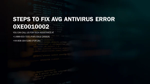 Steps to fix avg antivirus error 0xe0010002