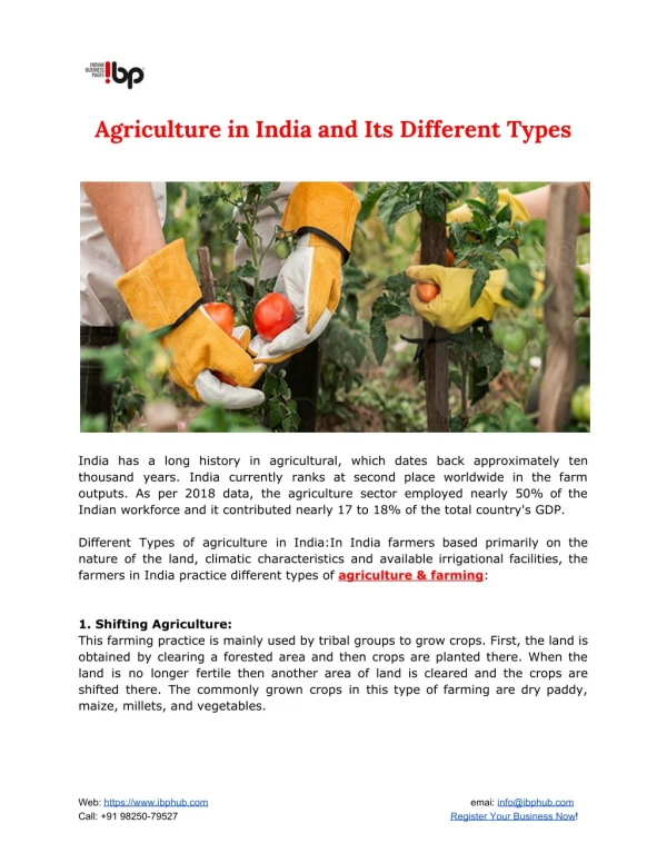 Agriculture in India and Its Different Types