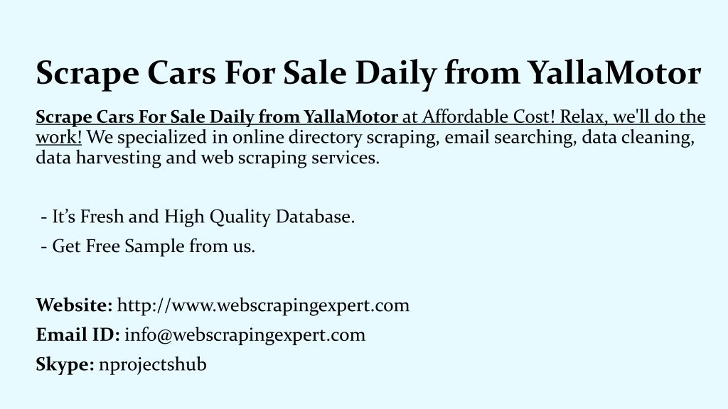 scrape cars for sale daily from yallamotor