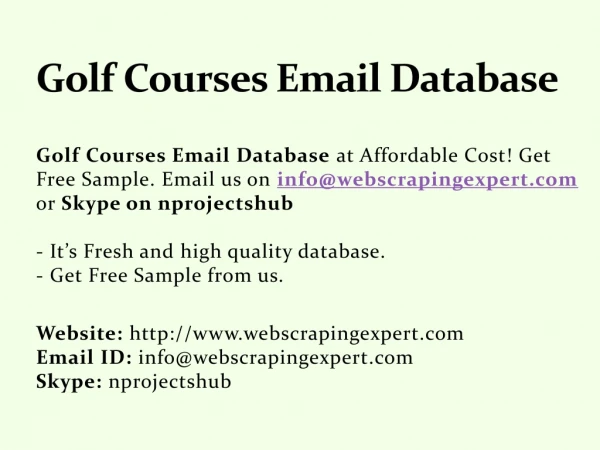 Golf Courses Email Database