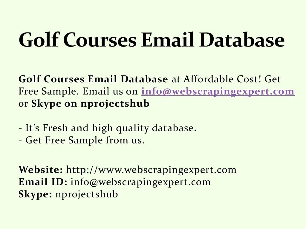 golf courses email database