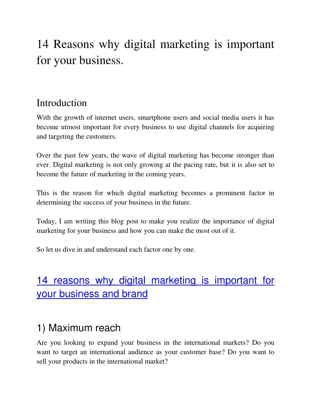 14 reasons why digital marketing is important