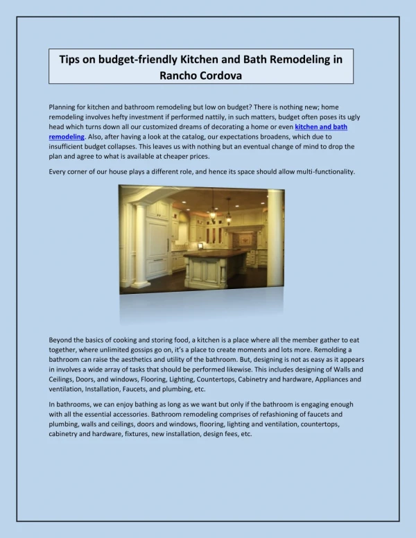 Tips on budget-friendly Kitchen and Bath Remodeling in Rancho Cordova