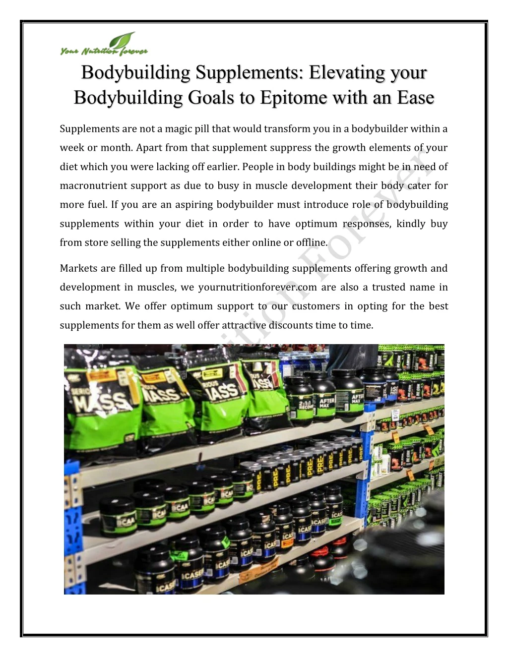 bodybuilding supplements elevating your