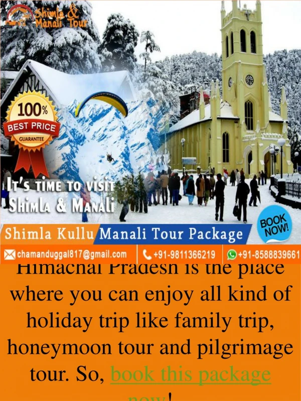 Book Shimla Kullu Manali Holiday Package from Delhi
