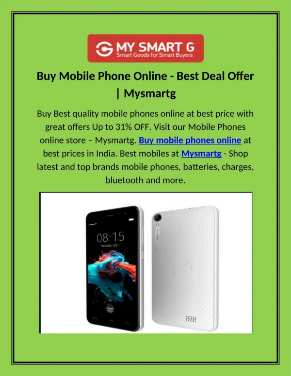 Buy Mobile Phone Online - Best Deal Offer | Mysmartg